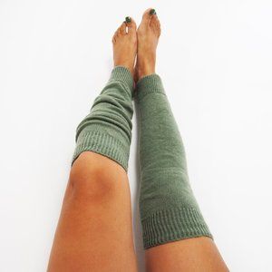 Green Leg Warmers, Wool Leg Warmer, Women's Leg Warmers Aerobic Boot Socks